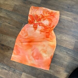 Vibrant Orange Strapless Dress